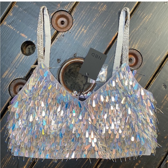 NBD Kimmie Embellished Top in Metallic Silver - Picture 9 of 16